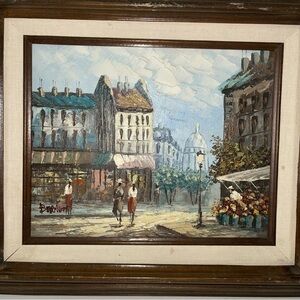 Vintage Caroline Brunette (1877-1950) Oil on Canvas Signed Paris Scene